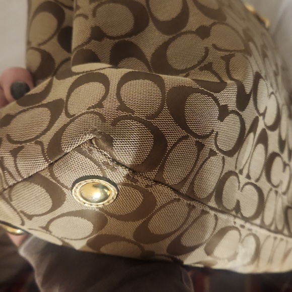 Coach Gold and Brown Signature Tote Bag REHAB BAG VGUC - Picture 3 of 11